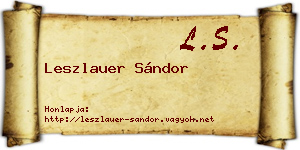 Leszlauer Sándor névjegykártya